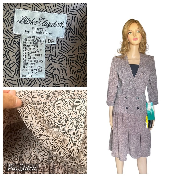 New Blake Elizabeth Dresses | 1980s/1990s
 Dress Shoulder pads brown size 8P - Picture 1 of 15